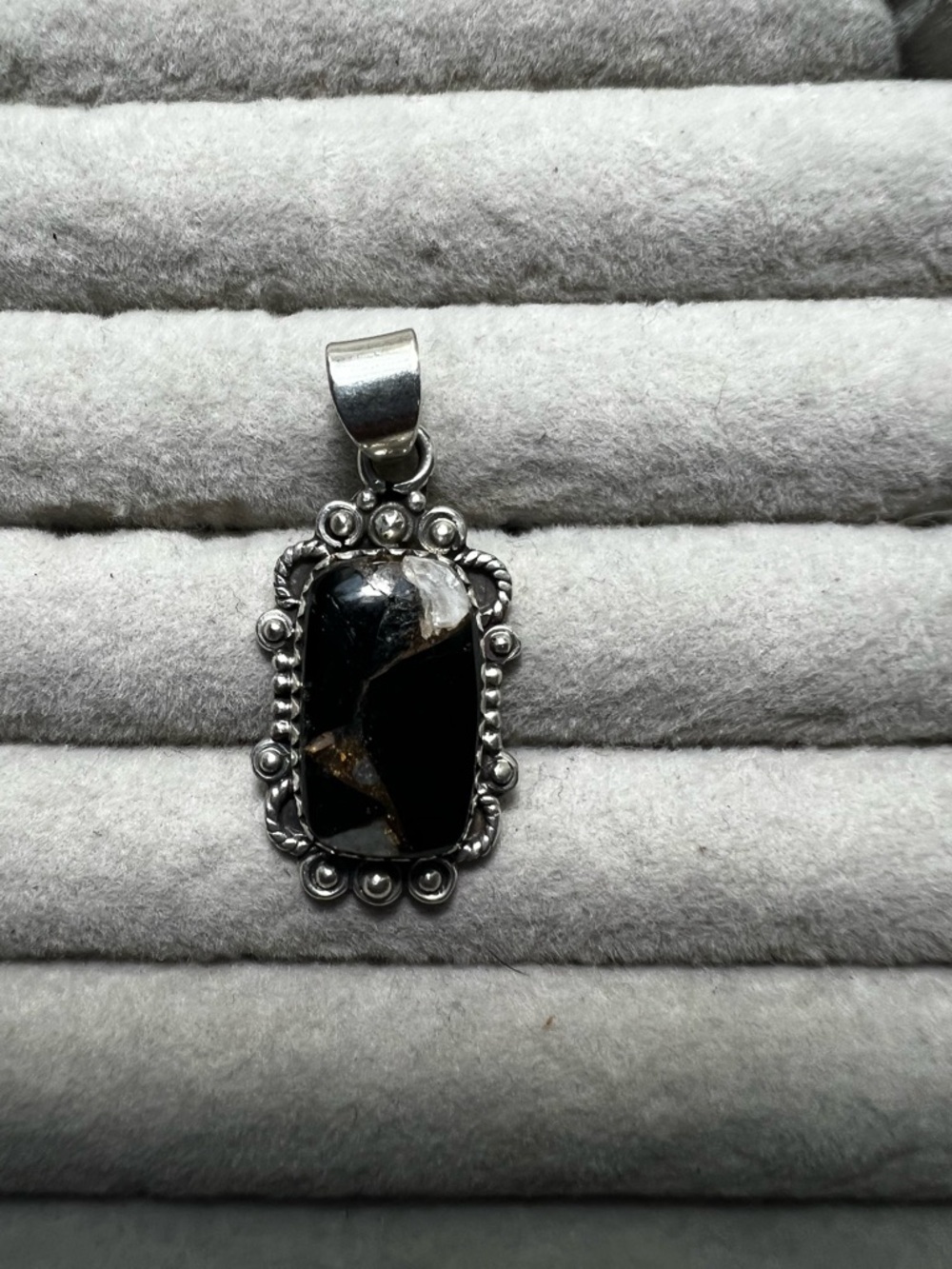 Sterling Silver Black Copper Turquoise Pendant